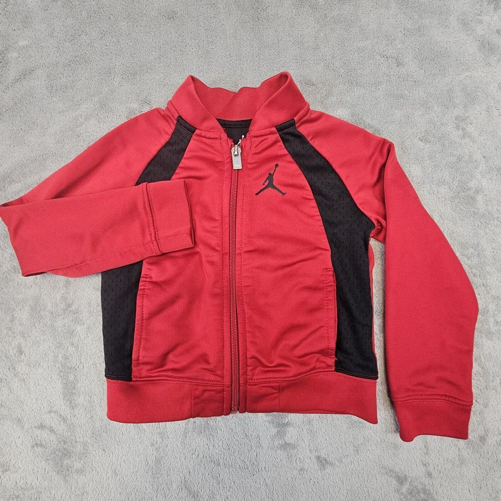Air Jordan Jacket Toddler 2T Red Black Full Zip‎ Lightweight Colorblock Jumpman